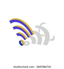 Funny izometric 3D Wifi icon isolated on white background.10EPS