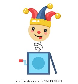 Funny jack in the box cartoon, vector illustration