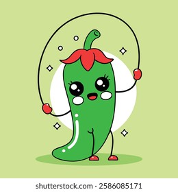 Funny Jalapeno cartoon Illustration with a Smiling Face