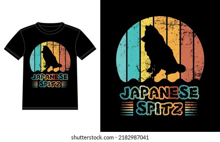 Funny Japanese Spitz Vintage Retro Sunset Silhouette Gifts Dog Lover Dog Owner Essential T-Shirt
