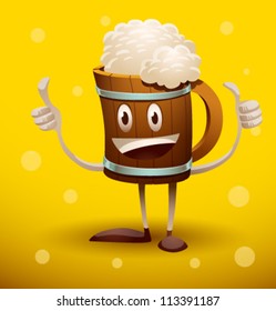 funny jar of beer, vector 02