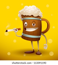funny jar of beer, vector 03