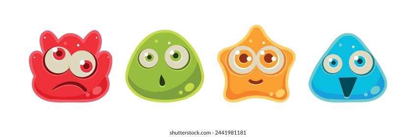 Funny Jelly Character Snout and Face Vector Set