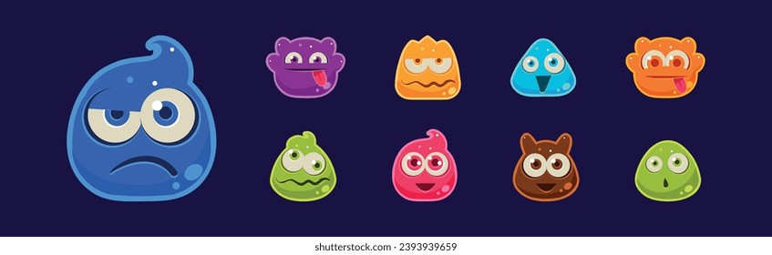 Funny Jelly Characters Emotion with Muzzle Vector Set