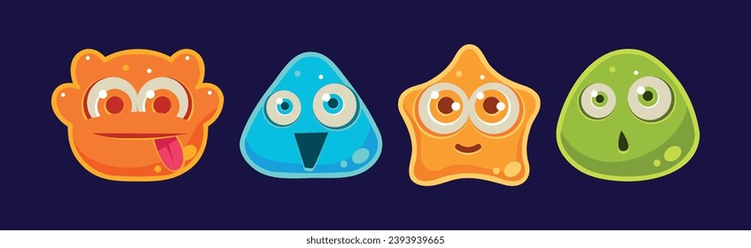 Funny Jelly Characters Emotion with Muzzle Vector Set