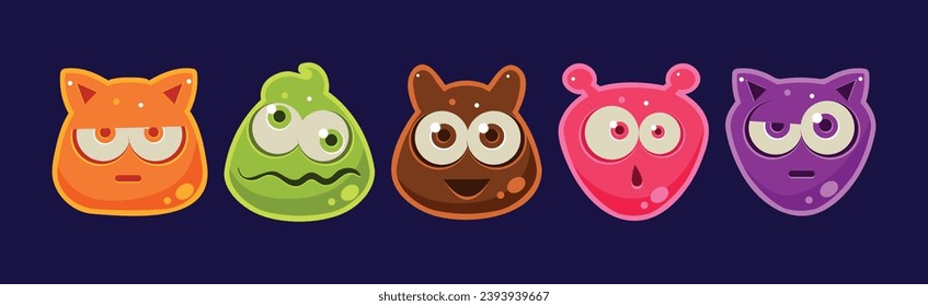 Funny Jelly Characters Emotion with Muzzle Vector Set