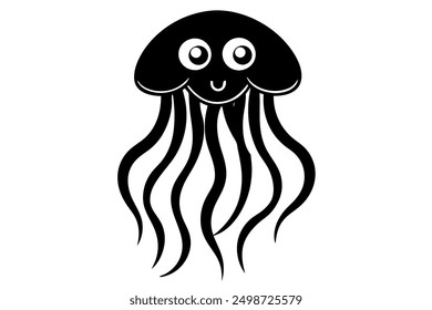 Funny Jellyfish Vector Illustration Cartoon, Clipart And Line Art Design, Funny jellyfish vector illustration, cartoon, clipart, and line art design on white background.