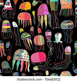 Funny jellyfishes, seamless pattern for your design