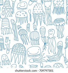 Funny jellyfishes, seamless pattern for your design