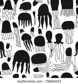 Funny jellyfishes, seamless pattern for your design