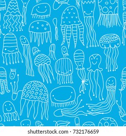 Funny jellyfishes, seamless pattern for your design