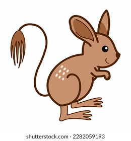 Funny jerboa. Drawing for children in doodle style. Small rodent.