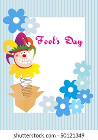 cara divertida de jester con diseño floral para el día de los tontos
