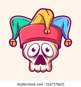 Funny jester skull cartoon vector