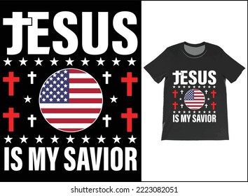 Funny Jesus Is My Savior Camping Is My Therapy USA Flag T-Shirt Vector Design. Official American Flag Jesus Is My Savior Camping Is My Therapy T-shirt.