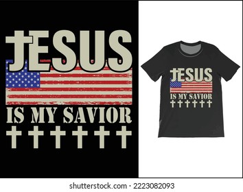 Funny Jesus Is My Savior Camping Is My Therapy USA Flag T-Shirt Vector Design. Official American Flag Jesus Is My Savior Camping Is My Therapy T-shirt.