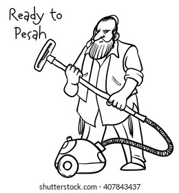 funny jewish man clean house before Pesah