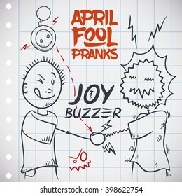 Funny joy buzzer prank for April Fools' Day with a draw of a man being shocked, so electrifying!