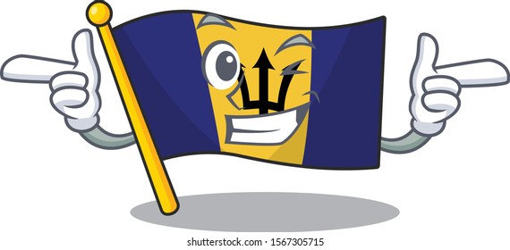 Funny joyful flag barbados Wink mascot cartoon style