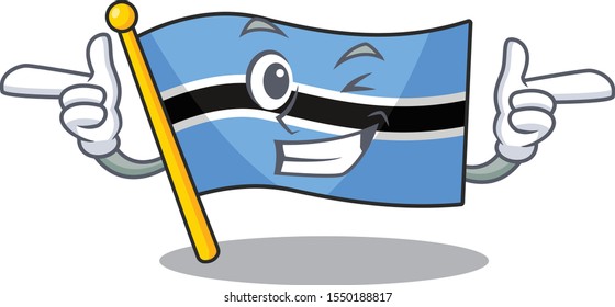 Funny joyful flag botswana wink mascot cartoon style