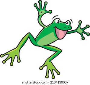 Funny jumping frog. Kids vector illustration