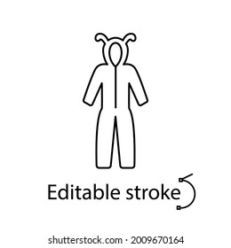 Funny jumpsuit outline icon. Homewear and sleepwear. Customizable linear contour symbol. Editable stroke