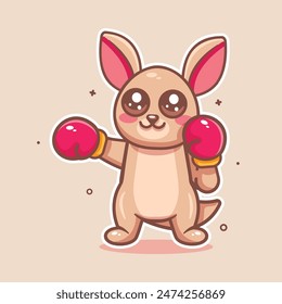 funny kangaroo animal character mascot playing boxing sport isolated cartoon