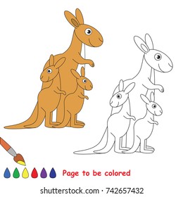 Funny Kangaroo to be colored, the coloring book for preschool kids with easy educational gaming level.