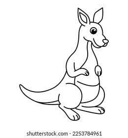 Funny kangaroo cartoon characters vector illustration. For kids coloring book.