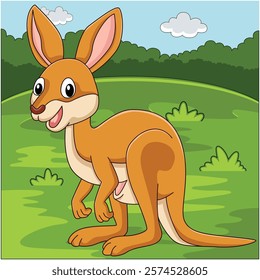 Funny kangaroo cartoon characters vector illustration.