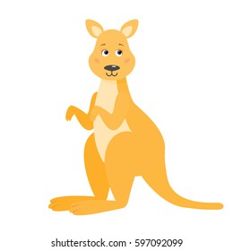 Funny kangaroo  Design element for baby shower card, scrapbook, invitation, baby goods and childish accessories. Isolated on white background. Vector illustration.