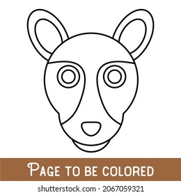 Cara canguro divertida a ser coloreada, el libro de colores para niños preescolares con un nivel educativo de juego fácil, medio.