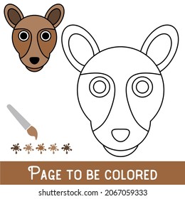 Cara canguro divertida a ser coloreada, el libro de colores para niños preescolares con un nivel educativo de juego fácil.