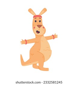 Funny Kangaroo Marsupial Animal Doing Physical Exercise Vector Illustration