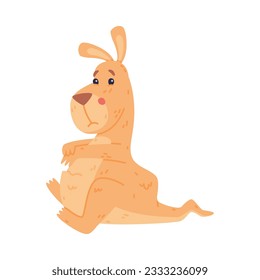 Funny Kangaroo Marsupial Animal Sitting with Sad Grimace Vector Illustration