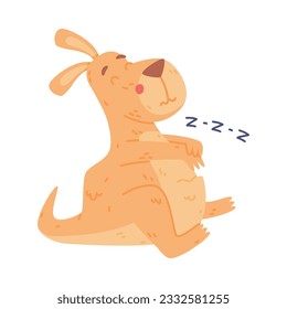 Funny Kangaroo Marsupial Animal Sleeping and Snoring Vector Illustration