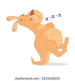 Funny Kangaroo Marsupial Animal Sleeping in the Air Standing on Muscular Tail Vector Illustration