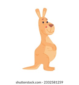 Funny Kangaroo Marsupial Animal Standing and Smiling Vector Illustration