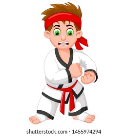 Funny Karate Man Cartoon For Your Design