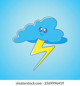 Funny, kawaii anime cloud with cute smile