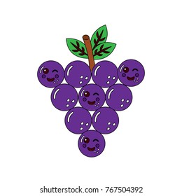 funny kawaii bunch grapes cartoon cute