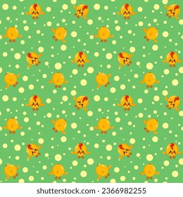 Funny kawaii chick seamless pattern background. Colored decorative endless flat vector backdrop animal tracery for fabric, cloth, print, backsplash, textile or wrapping paper