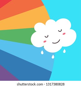 Funny kawaii cloud on the rainbow.Vector illustration