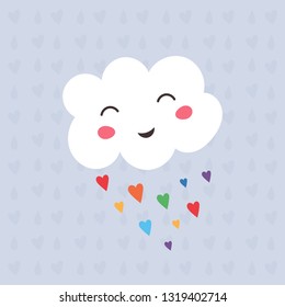 Funny kawaii cloud on the rainbow.Vector illustration