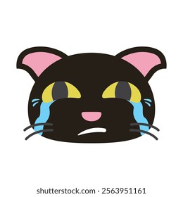 funny kawaii cute black cat sticker expression