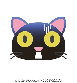 funny kawaii cute black cat sticker expression