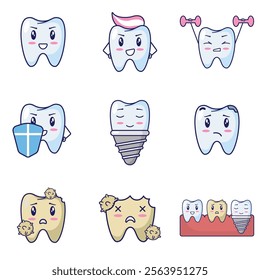 funny kawaii cute tooth sticker expression