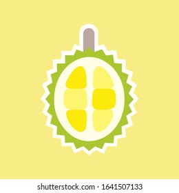 Funny and kawaii durian fruits.tropical fruit flat design Vector illustration. Use for card, poster, banner, web design and print on t-shirt. Easy to edit.