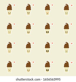 Graciosa y kawaii ilustración vectorial de helados. Utilícelo para tarjetas, emoticonos, mascotas, afiches, banner, diseño web e impresión en t-pantalones. Fácil de editar.
