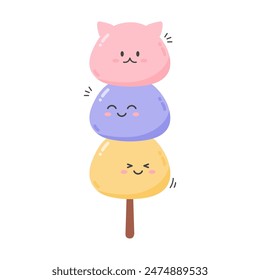 Funny kawaii Japan tradition sweet mochi dango